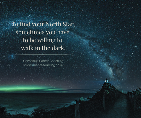 Coastal path under starry sky. Find your north star to be fulfilled at work.
